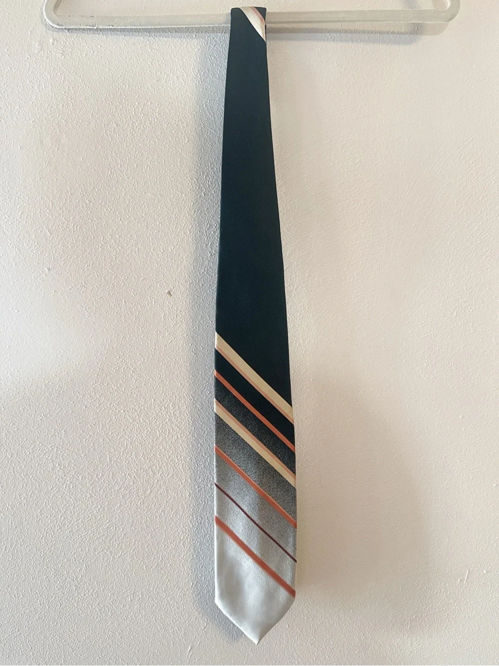 Vintage Diagonal Stripe Necktie Green Cream Retro Mens Tie